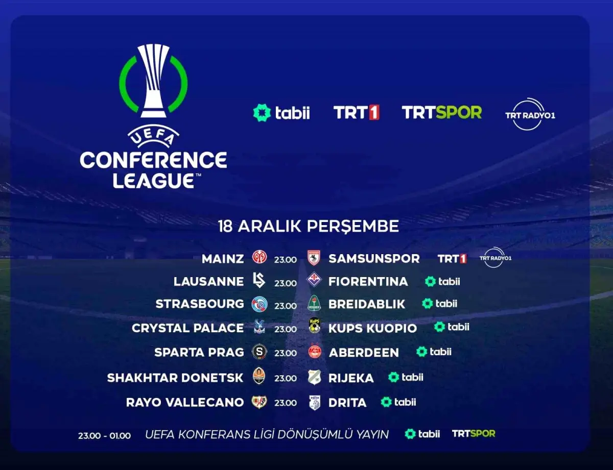 TRT ve Tabii Spor’dan UEFA Konferans Ligi Maçları Canlı Yayında