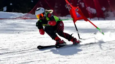 FIS Alp Disiplini Cup pistinde sporcuların mücadele anı