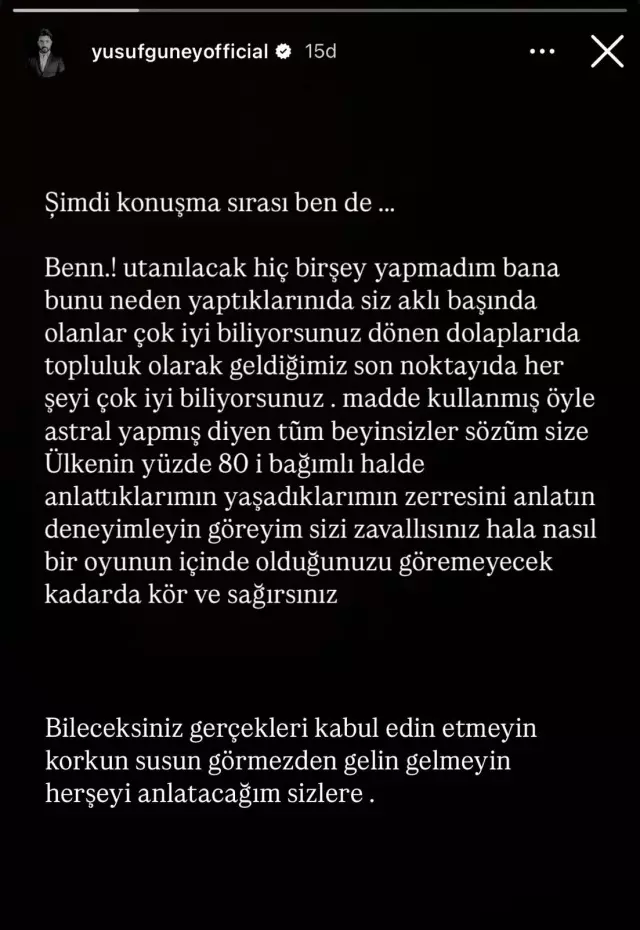 Yusuf Güney’in sosyal medya açıklaması