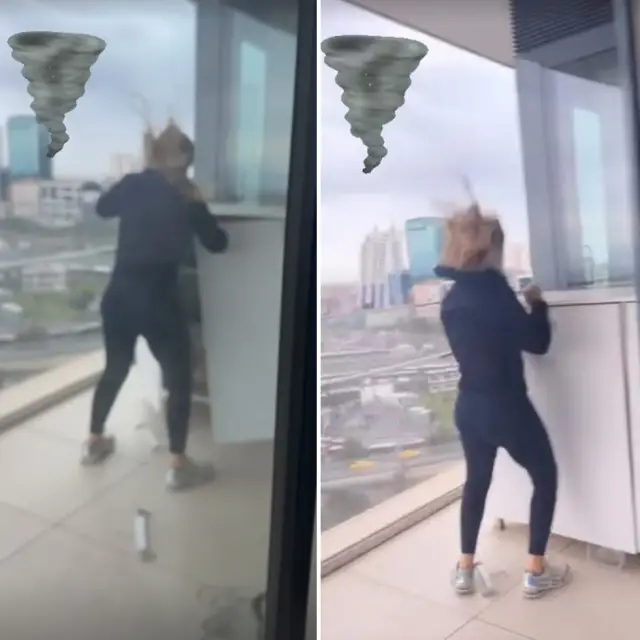 Fırtınada sallanan balkon