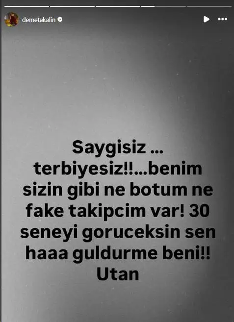 Demet Akalın'ın sosyal medya paylaşımı