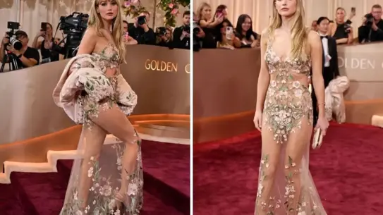 Jennifer Lawrence’ın 2026 Altın Küre’de Şeffaf Elbisesi Sosyal Medyada Büyük Tartışma Yarattı