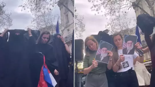 Paris'te Kadın Aktivistler, İranlıların Hakları İçin Çarşaflarını Attı
