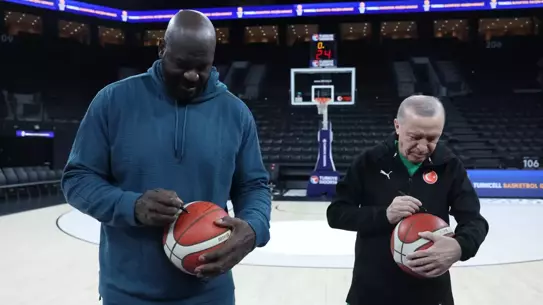 Erdoğan ve Shaquille O'Neal'ın buluşma anı
