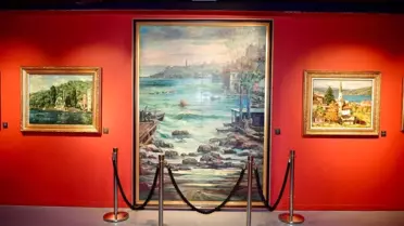 İbrahim Safi'nin retrospektif sergisinden bir eser