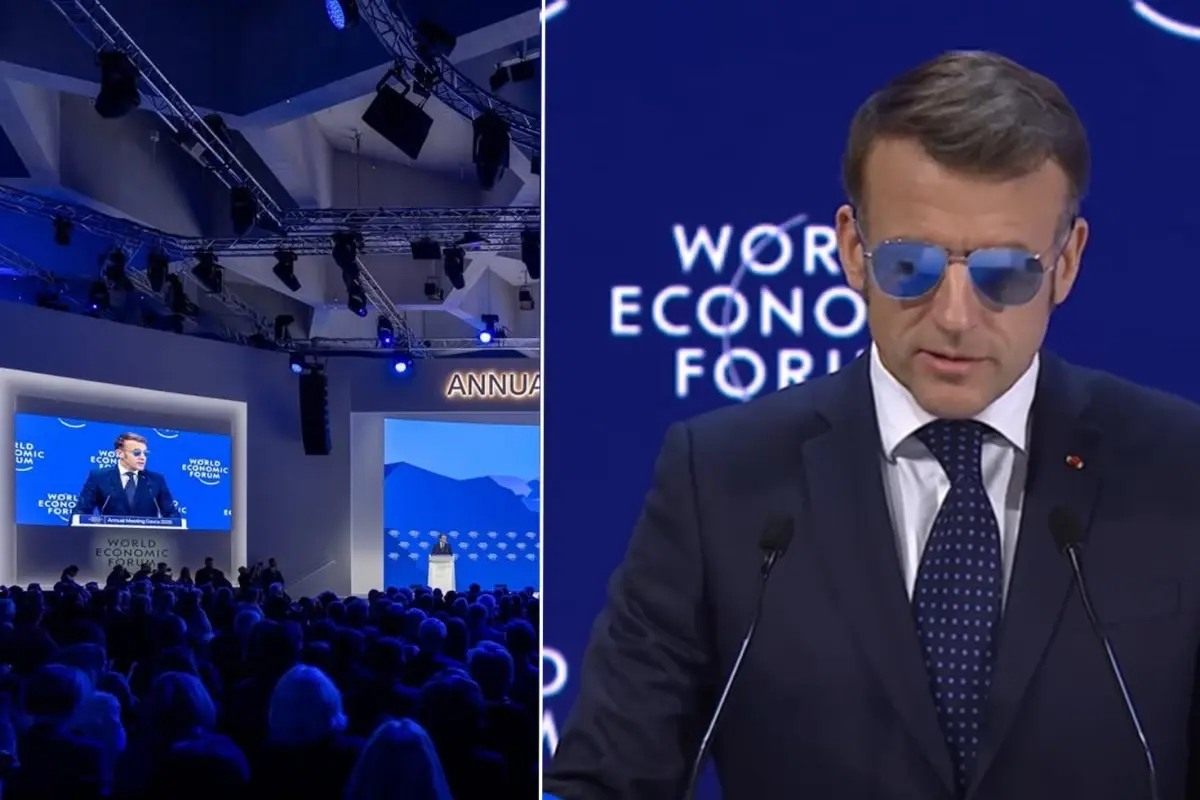 Macron pilot gözlükleriyle Davos'ta