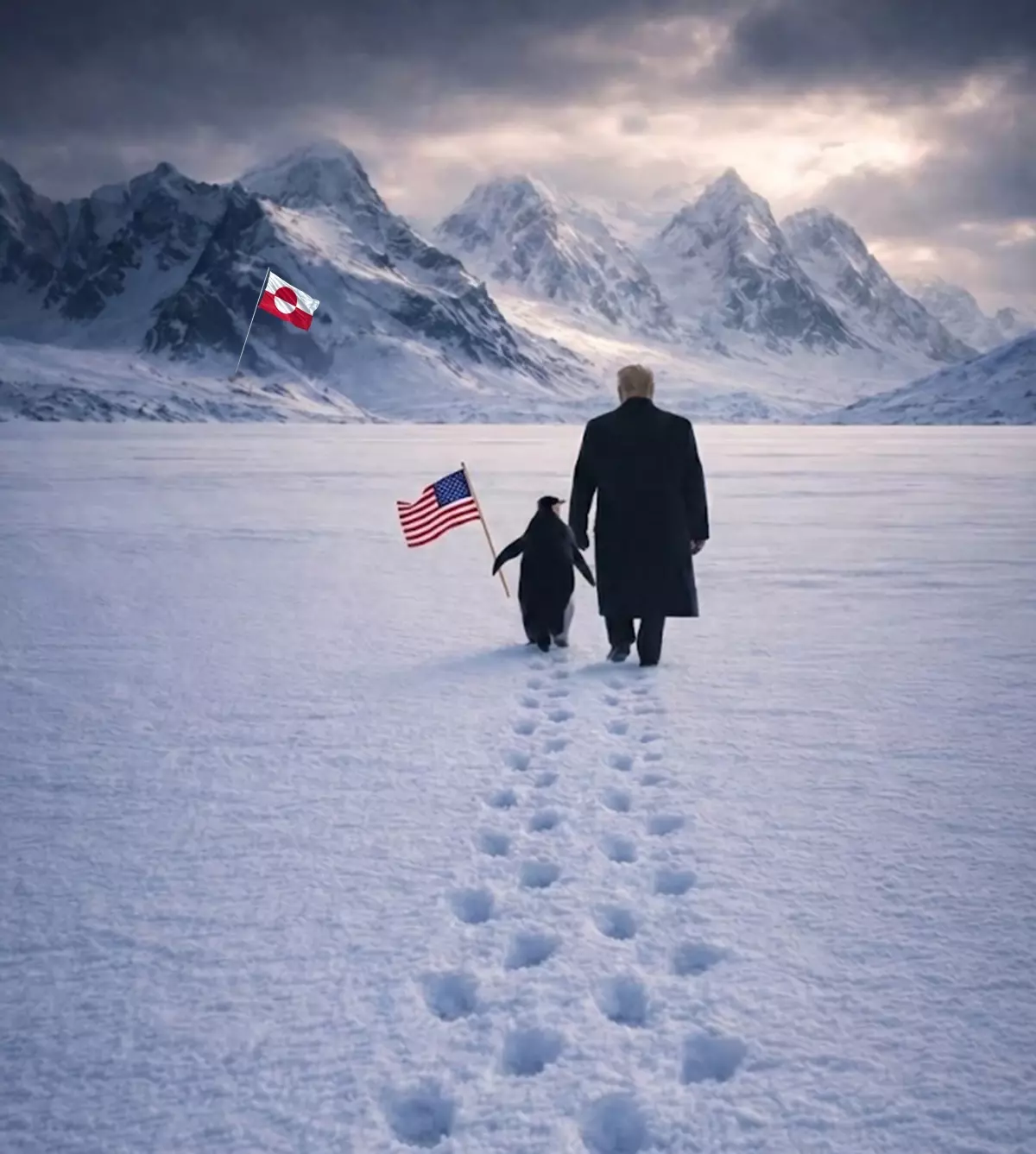 Beyaz Saray'dan Trump ve Penguenli Grönland Görseli