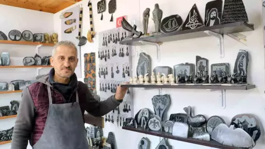 Ali Güler'in işlediği serpantin taşlarından bir örnek