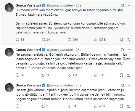 Gonca Vuslateri'nin sosyal medya paylaşımı