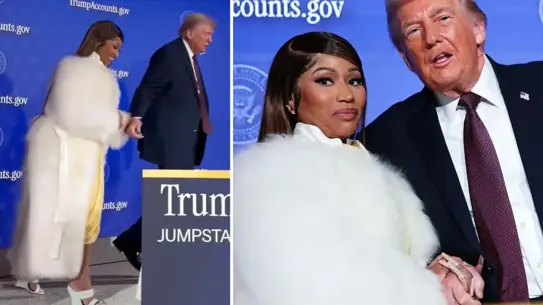 Trump ve Minaj sahnede el ele tutuşurken
