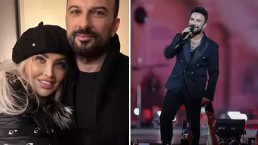 Tarkan ve Sevim Emre sahne önünde