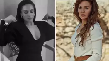 Sahra Şaş’ın Çarpıcı Dekoltesi Çekimde Ekibinden Anında Yardım Aldı